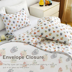 Twin Duvet Cover Kids 100% Cotton Butterfly White for Cute Bedding Set 3Pcs Ultra Soft Breathable Patterned Cartoon Comforter