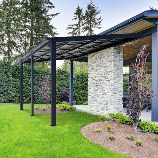 10'x 14' Gazebo, Outdoor Pergola on Clearance with Aluminum Frame, Outdoor Patio Lean to Gazebo Awnings for DeckBackyardGazebos