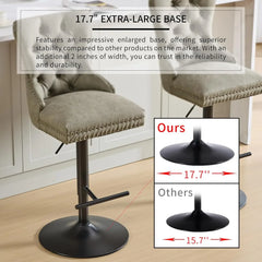 Velvet Swivel Bar Stools Set of 4 with Upholstered Back, Adjustable Counter Height Barstools, Bar Chairs for Home Bar Kitchen