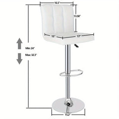 Set of 4 Bar Stools Adjustable Counter Height Swivel Chairs Square PU Leather