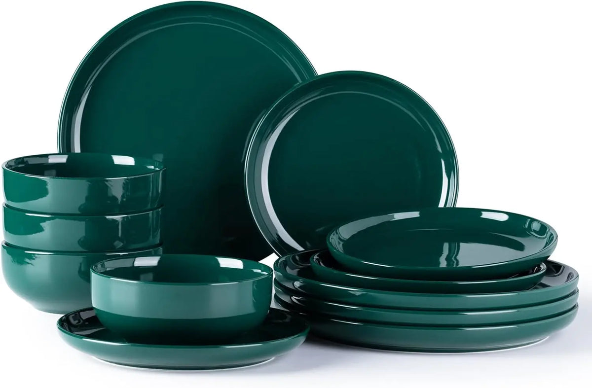 Ceramic Dinnerware Sets of 6,Porcelain Plates and Bowls Sets, Scratch Resistant Dishes Set, Dishwasher & Microwave & Oven