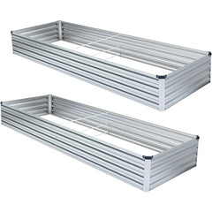 2 Pack 6x3x1FT Galvanized Raised Garden Beds Kit Outdoor Metal Gardening Planter Box For Vegetable Elevated Flower Herbs