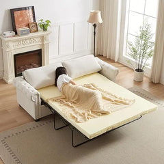 Sleeper Sofa Bed, Pull-Out Couch with Mattress, Modern L-Shaped Convertible Sofa with Storage