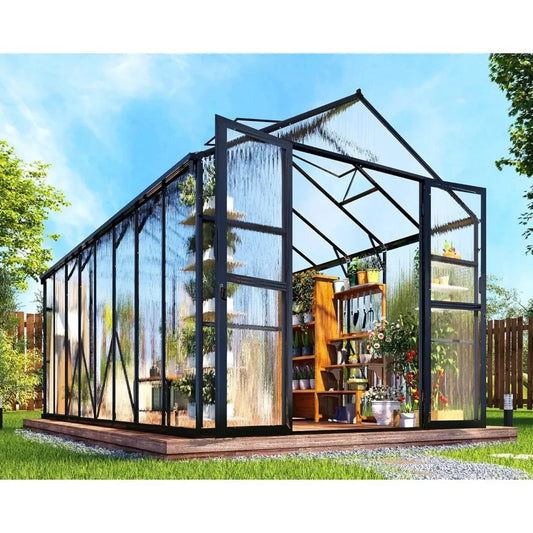 Polycarbonate Greenhouse, Aluminum Greenhouses with 2 Swing Doors, Greenhouses for Outdoors for Garden Backyard,Greenhouse