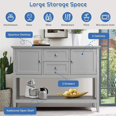 Buffet Sideboard, Wood Storage Cabinet, Console Table with Storage Shelf,2 Drawers and Cabinets, Living Room Kitchen Dining Room