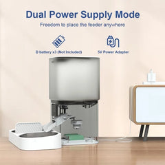 Automatic Cat Feeder for 2 Cats, 6L Dry Food Dual Auto Cat Feeder with APP Control/WiFi Connection/Feeding Schedule/Double