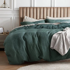 Cotton Duvet Cover King - 100% Cotton Waffle Weave Coconut White Duvet Cover King Size, GentleSoft™ and Breathable Bedding Set