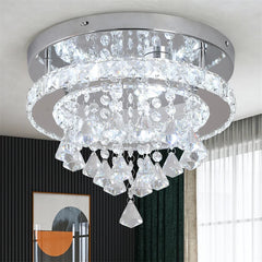 Crystal Chandelier Chrome Ceiling Lamps Led Flush Mount Stainless Steel Fixture Aisle Light Lustre Dining Room Living Room Decor