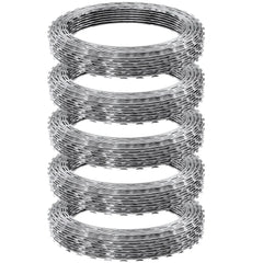 Razor Wire Fencing 246ft 5 Rolls Hot-Dip Galvanized Razor Barbed Wire Sharp Blades Protective Gloves Safe Installation