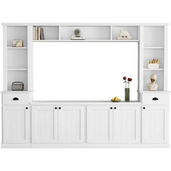 Entertainment Wall Unit Set with Bridge,  TV Stand Console Table with Adjustable Shelves for TVs Up to 75”, Large Media Console