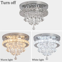 Crystal Chandelier Chrome Ceiling Lamps Led Flush Mount Stainless Steel Fixture Aisle Light Lustre Dining Room Living Room Decor