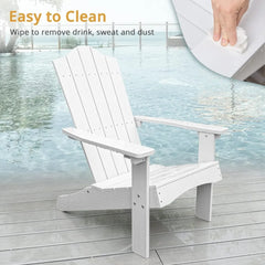 Adirondack Chairs Set of 4, White Poly Adirondack Chair, Modern Plastic Adirondack Fire Pit Chairs Weather Resistant for Patio,