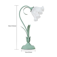Durable Table Lamp, Green Floral Design, Iron & Glass Construction, E26 Light Source (Not Included), Perfect for Relaxing