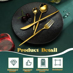 400 Pcs Gold Silverware Set with Knives Spoons and Forks Portable Stainless Steel Flatware Set Reusable Gold Utensils