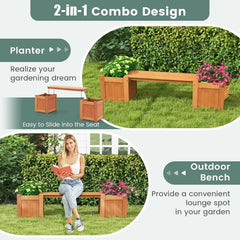 Outdoor Bench  Wood Raised Garden Bed with Open Base, Weather-Resistant Deep Planter Boxes for Flowers Fruit Vegetable
