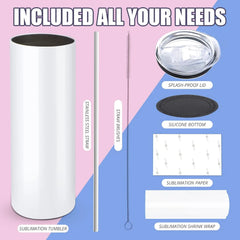HTVRONT 8pcs/4pcs 20 OZ Sublimation Tumblers Skinny Straight Sublimate Tumbler Blank DIY Mugs Cups Gifts with Sublimation Papers