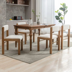 Dining Chairs, Set of 4, Upholstered Seat, Armless Side Chair W/Adjustable Back/Wood Frame, Farmhouse Dining Room Chair