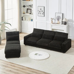 128'' Oversized L-Shaped Modular Sectional Sofa with Cup Holders & Charging Port