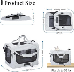 Cat Carrier for 2 Cats, Collapsible Soft Sided Pet XL Crate for Large Mudium Car Travel Portable Bag for Long Trips Ride