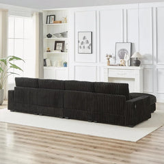 128'' Oversized L-Shaped Modular Sectional Sofa with Cup Holders & Charging Port