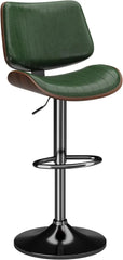 Swivel Bar Stools Set of 4, Adjustable Bentwood Barstools for Kitchen Counter, Modern PU Leather Upholstered Bar Chair