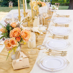 700PCS Plastic Disposable Tableware Set for 100 Guest - 200 Disposable Plates, 300 Plastic Silverware, 100 Cups, 100 Napkins