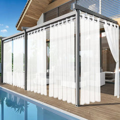 6pcs Outdoor Curtains, Grommet, Waterproof Curtains, Transparent Curtains And Sheer Curtains For Swimming Pool, Porch, Balcony