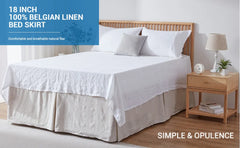 Simple&Opulence Premium 100% Linen Bed Skirt Basic Style 18 inch Tailored Drop Dust Proof Easy Fit Breathable Bedspreads Bed