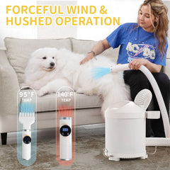 1600W Pet Hair Smart Hair Dryer with 4 Different Nozzles and 1 Hose, 4-in-1 Pet Suitable for Dogs and Cats, White