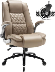 High Back Office Chair- Flip Arms Adjustable Built-in Lumbar Support, Executive Computer Desk Chair Work Chairs