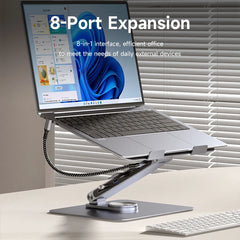 New Adjustable Aluminum Laptop Stand for Desk with USB C Dock Ergonomic Laptop Riser USB C Hub For Macbook Windows Notebook