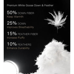 Luxury Goose Down Comforter King Size, All Season Fluffy Duvet Insert, 750 Fill Power, Soft Cotton Fabric, 56oz Medium Weight