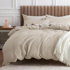 Cotton Duvet Cover King - 100% Cotton Waffle Weave Coconut White Duvet Cover King Size, GentleSoft™ and Breathable Bedding Set