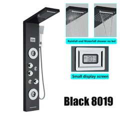 LED Shower Panel Tower System Rain Waterfall Shower Column With SPA Massage Temperature Screen athtub Water Mixer Tap Faucet Set
