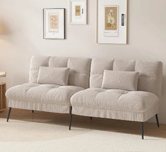 Convertible Futon Sofa Bed, 68″Fabric Futon Couch , Folding Futon Sleeper Recliner for Living Room Furniture (Grey)