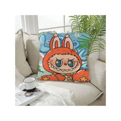 Funny Labubu Throw Pillow Cover, The Monsters Decorative Square Pillowcase Throw Cushion Case for Bedroom,Living Room,18x18 Inch