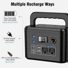 Powkey Portable Power Station 350W 260Wh/70000mAh Backup Lithium Battery, 110V Pure Sine Wave Power Bank for Outdoors Camping