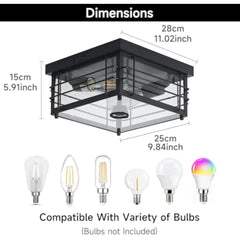 Outdoor Ceiling Light with Motion Sensor Flush Mount Farm House Porch Light Ceiling Mount Adjustable 3 Modes Squares for Patio