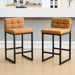Counter Height Bar Stools Set of 4, Modern Counter Stools with Back and Thickened Metal Legs, Armless Bar Chairs for Kitchen