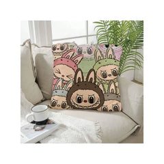 Funny Labubu Throw Pillow Cover, The Monsters Decorative Square Pillowcase Throw Cushion Case for Bedroom,Living Room,18x18 Inch