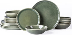 Ceramic Dinnerware Sets,Handmade Reactive Glaze Plates and Bowls Set,Highly Chip and Crack Safe Dishes Set,Service for 8 (24pc)