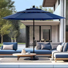10ft Patio Umbrellas, Outdoor 3 Tier Vented Large Market Table Umbrella with 8 Sturdy Ribs and 1.5" Umbrellla Pole