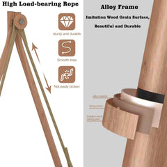 Hammock Swing Chair with Stand for Indoor,Outside, Anti-Rust Wood-Colored Frame 570 lbs Capacity
