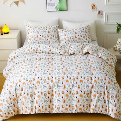 Twin Duvet Cover Kids 100% Cotton Butterfly White for Cute Bedding Set 3Pcs Ultra Soft Breathable Patterned Cartoon Comforter