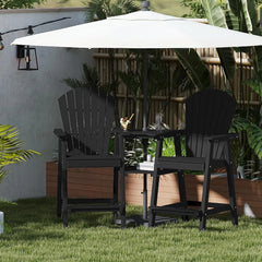 Tall Adirondack Chairs Set of 2,Recycled Poly Balcony Chair with Double Connecting Tray Patio Stools Weather Resistant