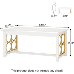 63" Executive Desk, Modern Office Desk with Glossy Surface,Large Computer Desk for Home Office,Conference Table for Meeting Room