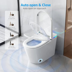 Smart Toilet with Built-In Bidet,Heated Seat,Warm Water and Dry, Foot Sensor and Night Light,Auto Flush,Wireless Remote Control