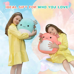 MorisMos 16" Large Axolotl Plush Toy Throw Pillow - Stuffed Animals Toy Giant Soft Hug Squishy and Cuddly Salamander Plushie