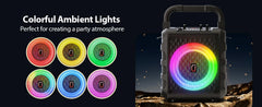FanFun Wireless Speaker, Portable Bluetooth Speaker with Microphone and LED Light, Karaoke Speaker Machine, Home Karaoke System