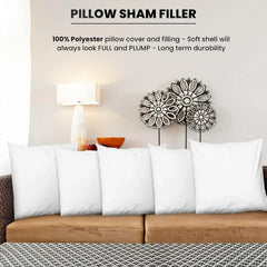 Foamily Throw Pillow Insert 18 x 18 inch (Set of 2) Hypoallergenic 100% Virgin Fiber Bed, Sofa, Couch Decorative Indoor Pillows